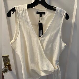 Banana Republic off-white linen wrap top